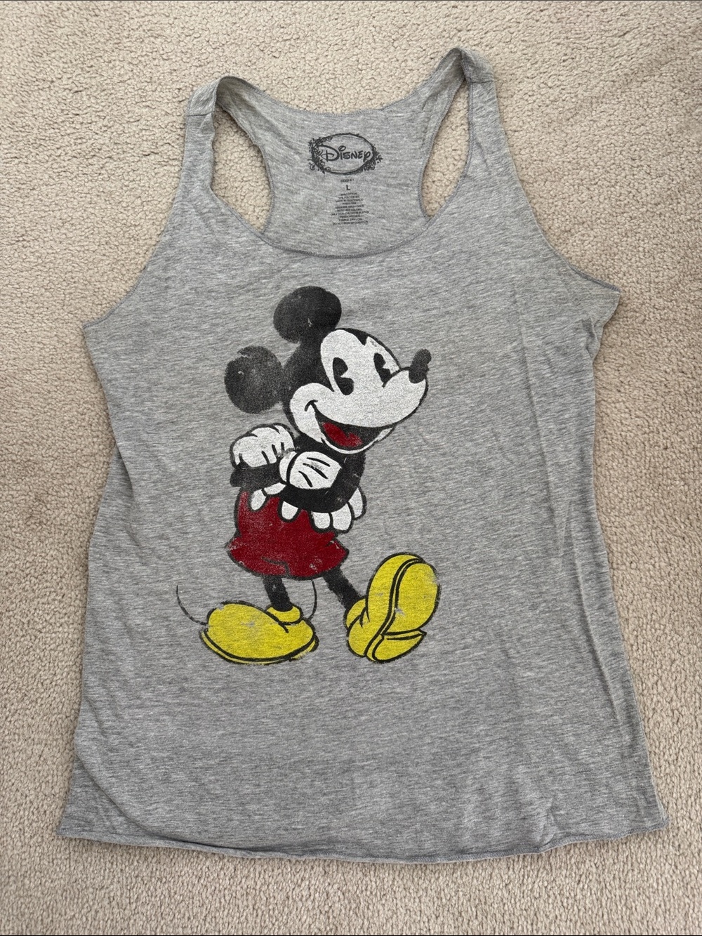 Disney Gray Tank with Classic Mickey in Red and Yellow NWOT